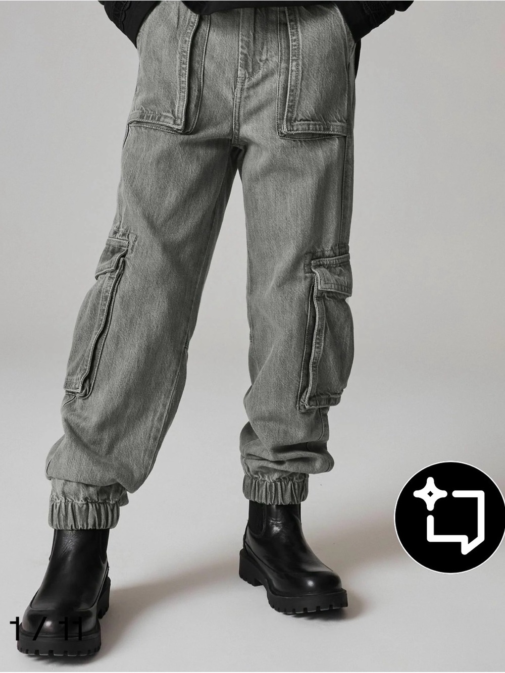 smALLSAINTS kids’ charcoal grey cargo joggers, sz 9-10 yrs old